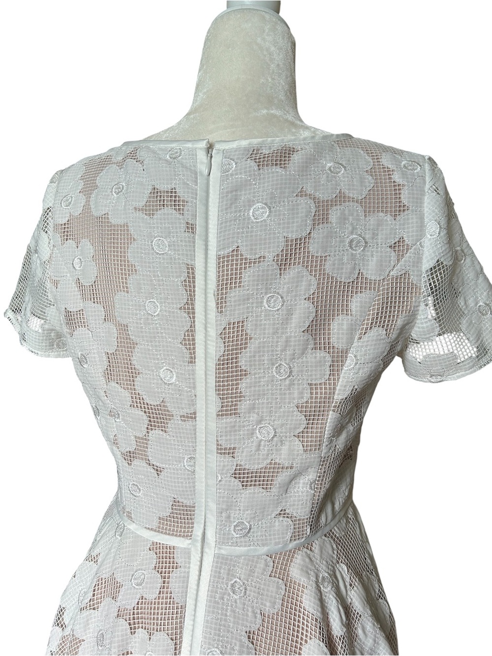 Shani Novelty Fit & Flare Dress in white nude lining- Small LIKE NEW - Picture 8 of 13